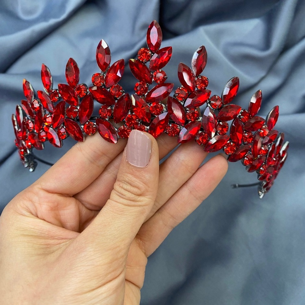 Crown Red Burgundy with matching earrings.